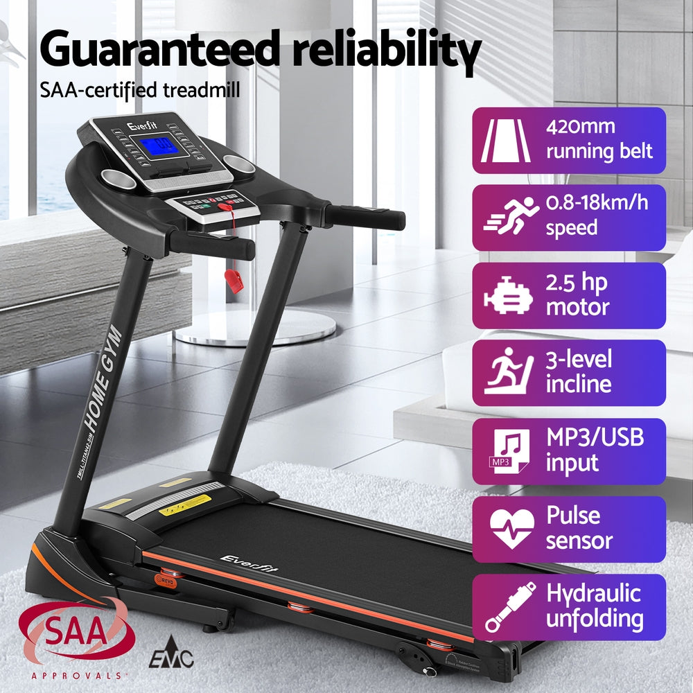 Everfit Treadmill Electric Home Gym Fitness Exercise Machine Hydraulic 420mm
