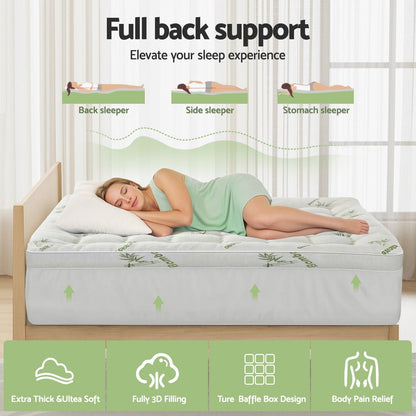 Giselle Mattress Topper 11cm Pillowtop toppers Bamboo Single