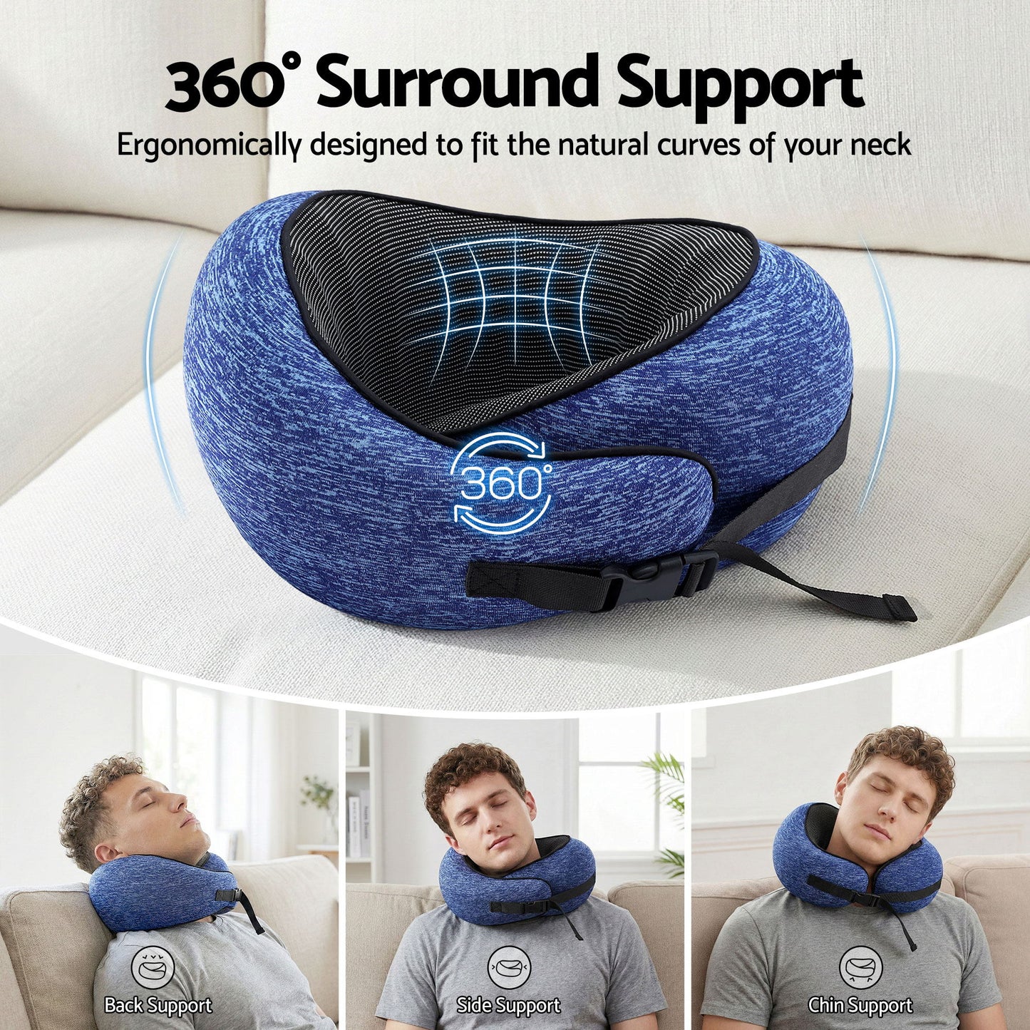 Wanderlite Travel Pillows For Airplanes Ergonomic Memory Foam Neck Pillow, Breathable &...