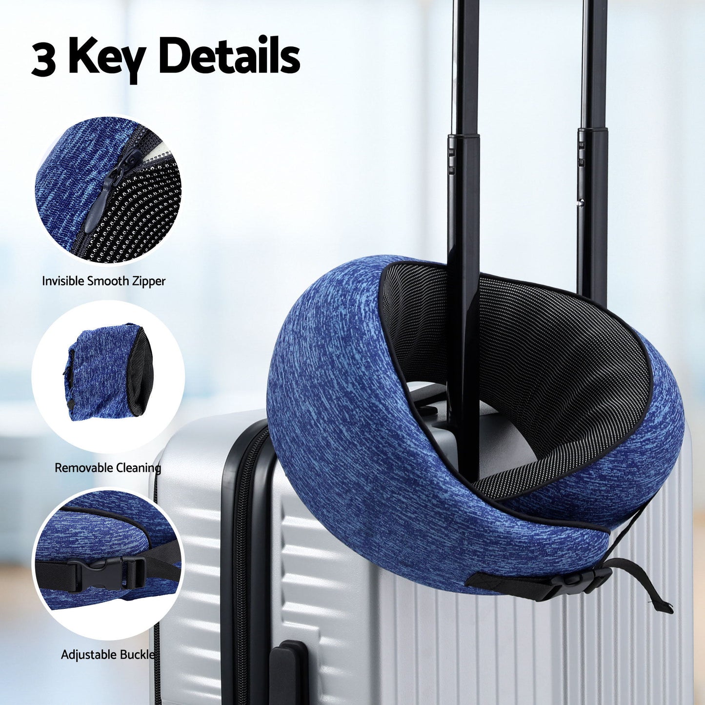 Wanderlite Travel Pillows For Airplanes Ergonomic Memory Foam Neck Pillow, Breathable &...