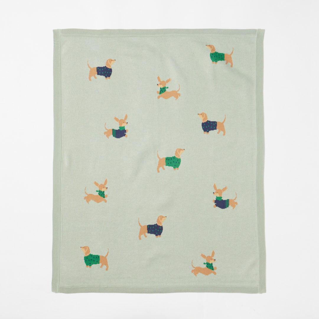 Jiggle & Giggle Dachshund Knitted Baby Blanket