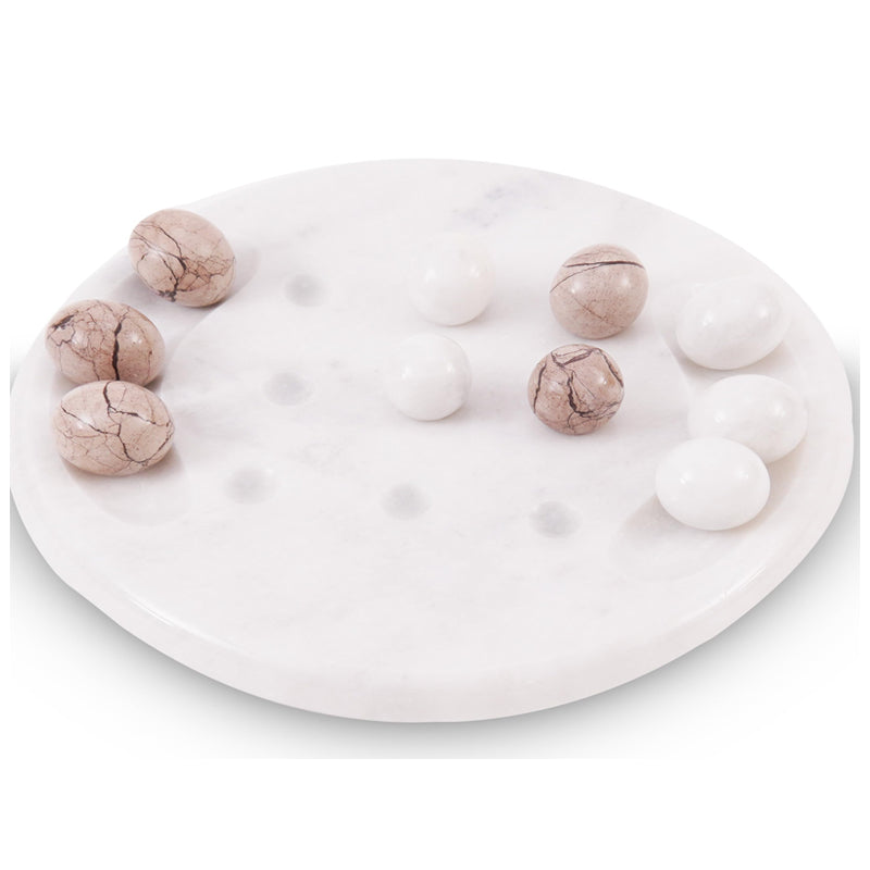 Marble 25cm Tic Tac Toe - White & Marinara