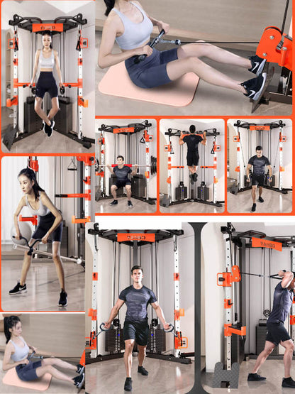 SmartFit C1 Max Multi Functional Cable Crossover Station 140kgs Pin Loaded  Machine  + Multi Func Bench+7Ft Olympic Barbell + 100kgs Weights