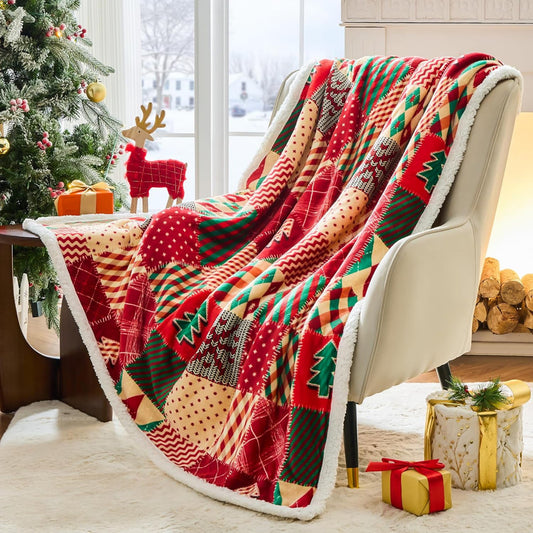 Christmas Throw Blanket, Christmas Decorations Gifts For Women, Sherpa Flannel Fleece...