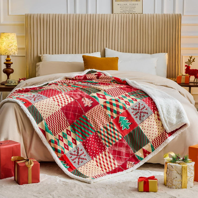 Christmas Throw Blanket, Christmas Decorations Gifts For Women, Sherpa Flannel Fleece...