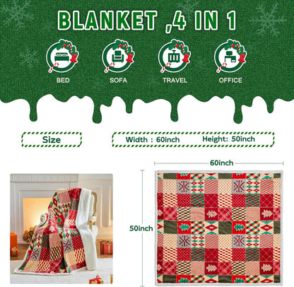 Christmas Throw Blanket, Christmas Decorations Gifts For Women, Sherpa Flannel Fleece...
