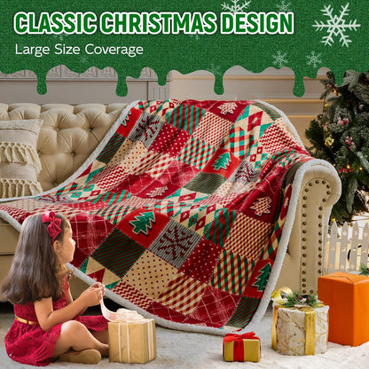 Christmas Throw Blanket, Christmas Decorations Gifts For Women, Sherpa Flannel Fleece...