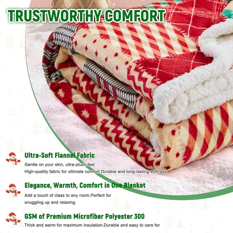 Christmas Throw Blanket, Christmas Decorations Gifts For Women, Sherpa Flannel Fleece...