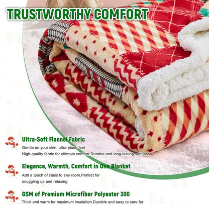 Christmas Throw Blanket, Christmas Decorations Gifts For Women, Sherpa Flannel Fleece...