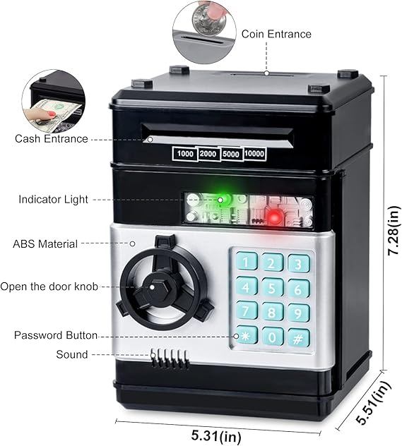 Toys For Kids Ages 5-7, 8-10, Electronic ATM Password Cash Coin Can Auto Scroll Paper Money...