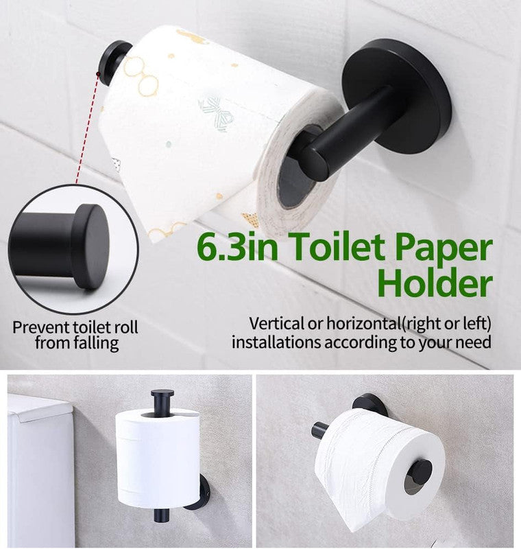 5pcs Matte Black Bathroom Hardware Set, Including 1pcs 24in Retractable Hand Single Towel...