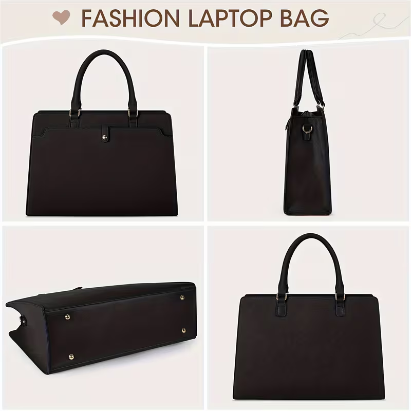 15.6-Inch Laptop Tote Bag For Women, Large Capacity Faux Leather Work Tote, Waterproof...
