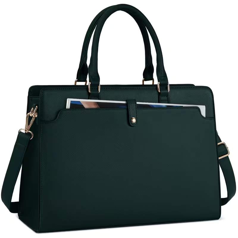 15.6-Inch Laptop Tote Bag For Women, Large Capacity Faux Leather Work Tote, Waterproof...