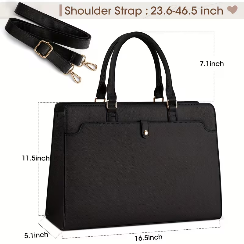 15.6-Inch Laptop Tote Bag For Women, Large Capacity Faux Leather Work Tote, Waterproof...