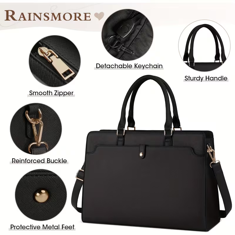 15.6-Inch Laptop Tote Bag For Women, Large Capacity Faux Leather Work Tote, Waterproof...