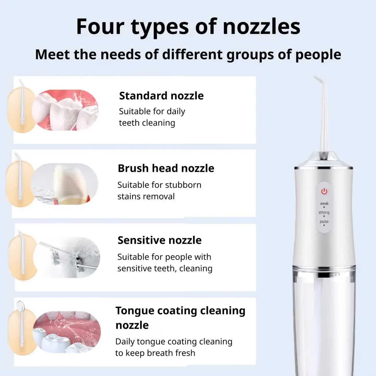 Wireless Electric Water Toothbrush Set, Equipped With 4 Nozzle Heads - 360° Rotatable...