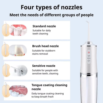 Wireless Electric Water Toothbrush Set, Equipped With 4 Nozzle Heads - 360° Rotatable...