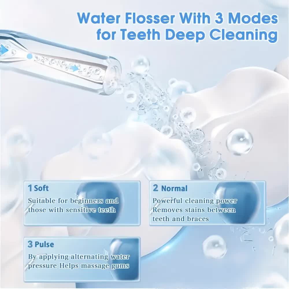 Wireless Electric Water Toothbrush Set, Equipped With 4 Nozzle Heads - 360° Rotatable...
