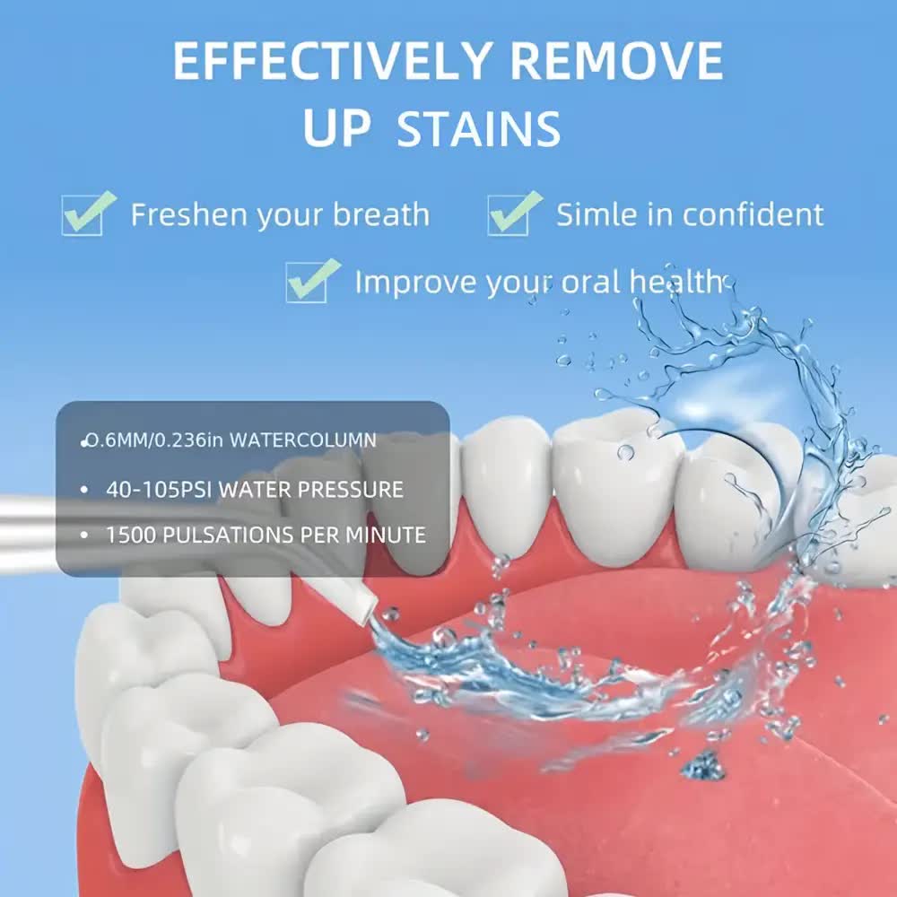 Wireless Electric Water Toothbrush Set, Equipped With 4 Nozzle Heads - 360° Rotatable...