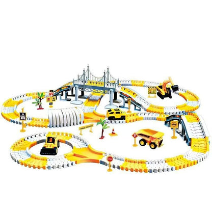 343 Track-Building Sets, Track-Course - STEM Learning Toys, Construction Vehicles (Concrete...