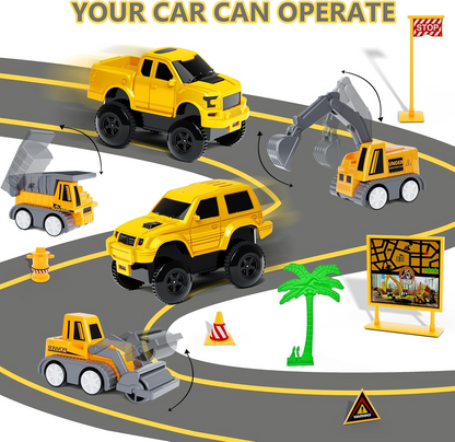 343 Track-Building Sets, Track-Course - STEM Learning Toys, Construction Vehicles (Concrete...