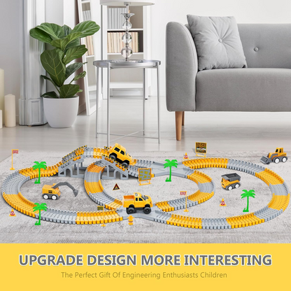 343 Track-Building Sets, Track-Course - STEM Learning Toys, Construction Vehicles (Concrete...