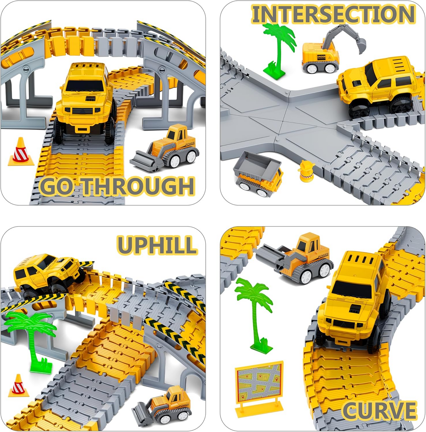 343 Track-Building Sets, Track-Course - STEM Learning Toys, Construction Vehicles (Concrete...