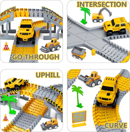 343 Track-Building Sets, Track-Course - STEM Learning Toys, Construction Vehicles (Concrete...