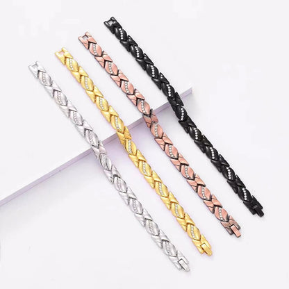 Christmas Gift Stylish Ancient Copper Magnetic Therapy Bracelet With Diamond Accents -...