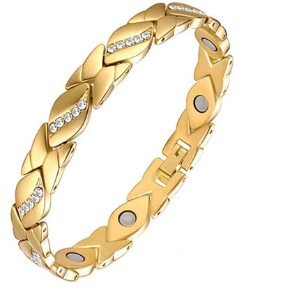 Christmas Gift Stylish Ancient Copper Magnetic Therapy Bracelet With Diamond Accents -...