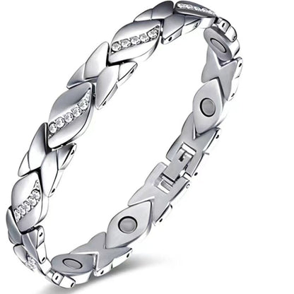 Christmas Gift Stylish Ancient Copper Magnetic Therapy Bracelet With Diamond Accents -...