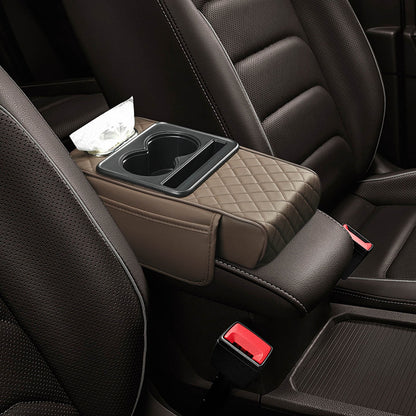 Car Center Console Armrest Pillow, Memory Foam Auto Armrest Box Cover With Cup Holder And...