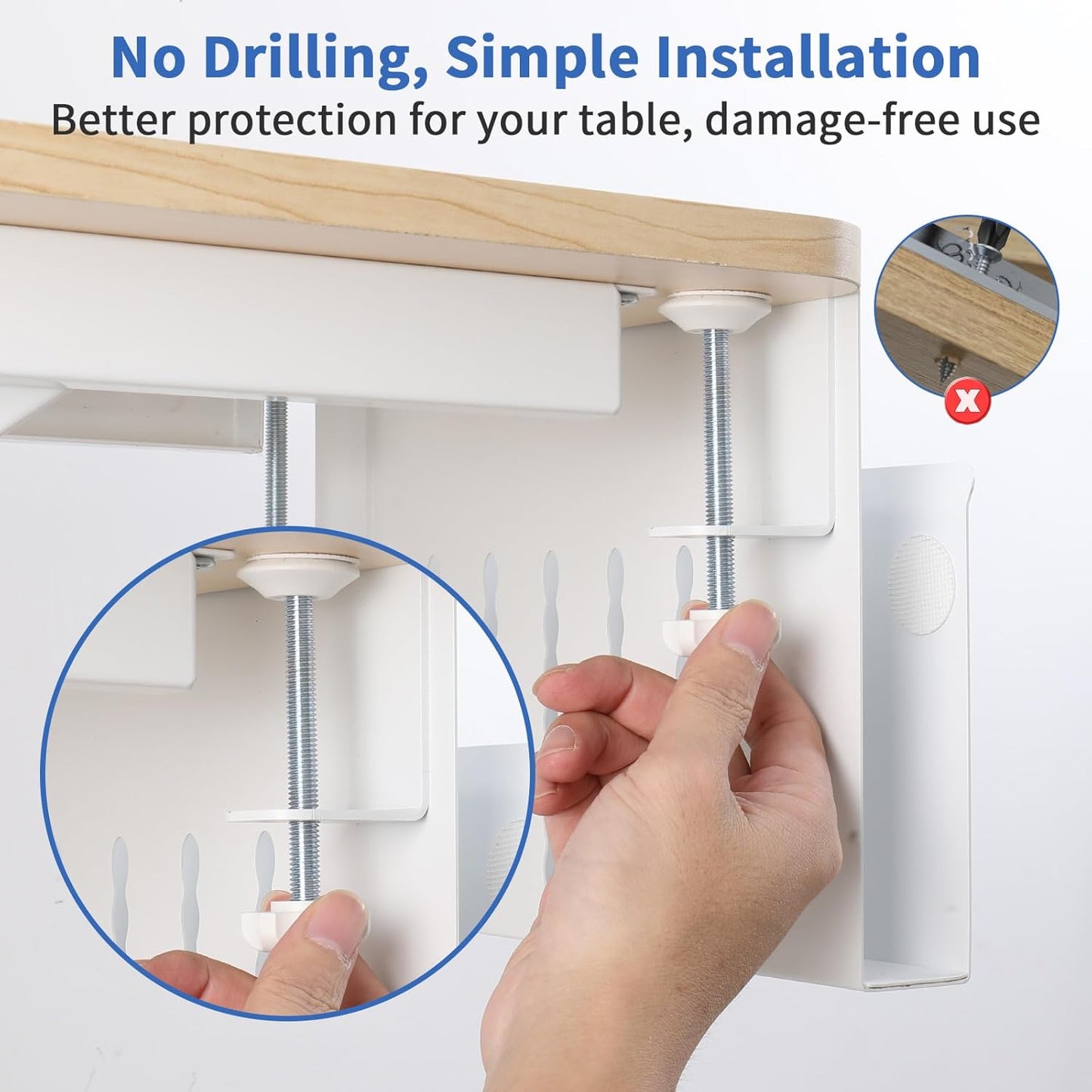 Under Desk Side Laptop Holder Storage With No Drill Cable Management Tray And Pen Storage...