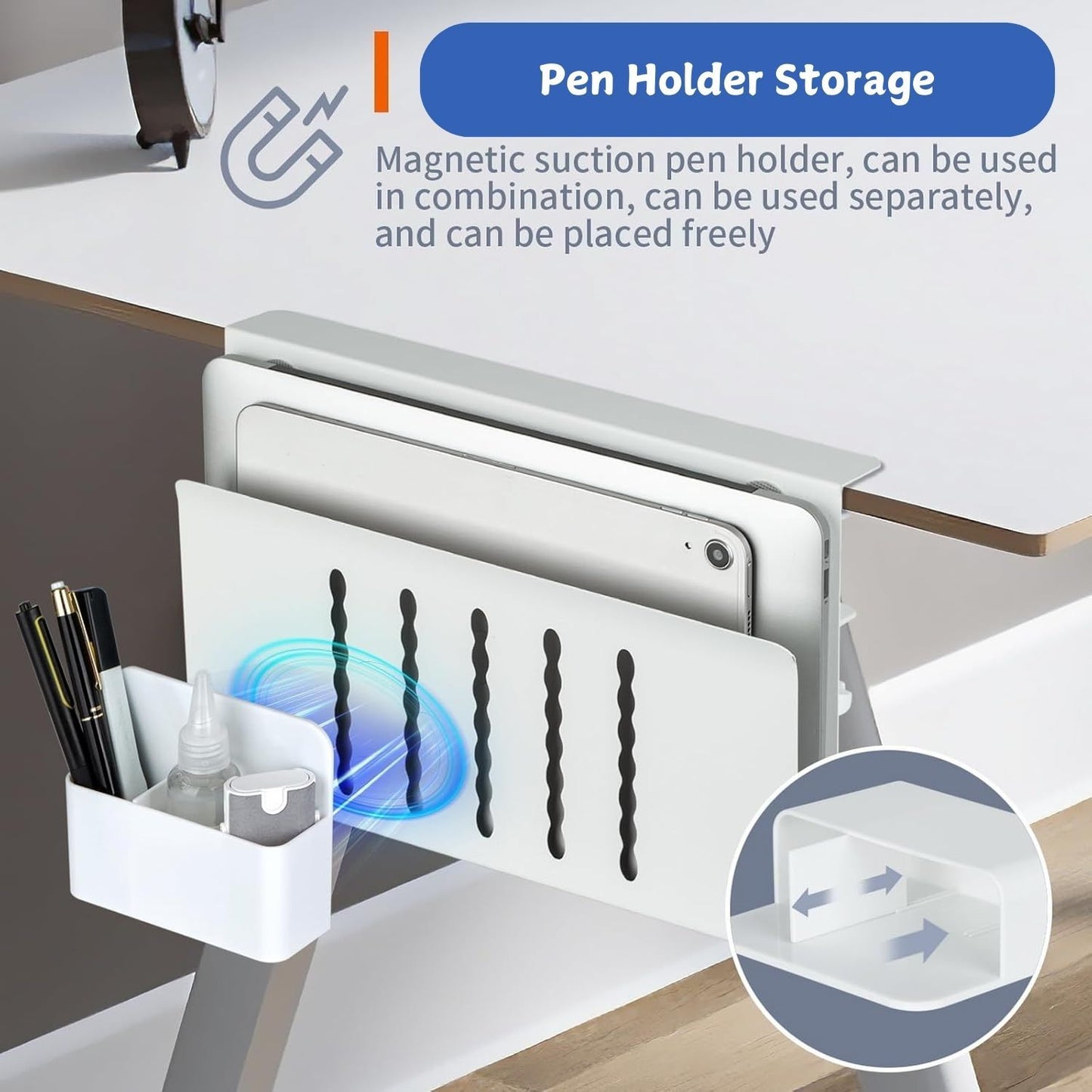 Under Desk Side Laptop Holder Storage With No Drill Cable Management Tray And Pen Storage...