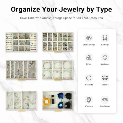 CARLA HOME 6-Layer Large Jewelry Organizer Box For Women With Mirror, Drawers, Hooks &...