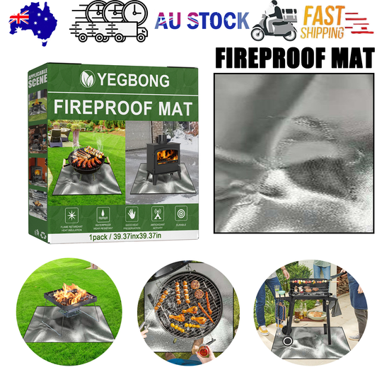 Yegbong Fireproof Mat, Outdoor Lawn Terrace Barbecue Fireproof Silver Rectangular Protective Mat