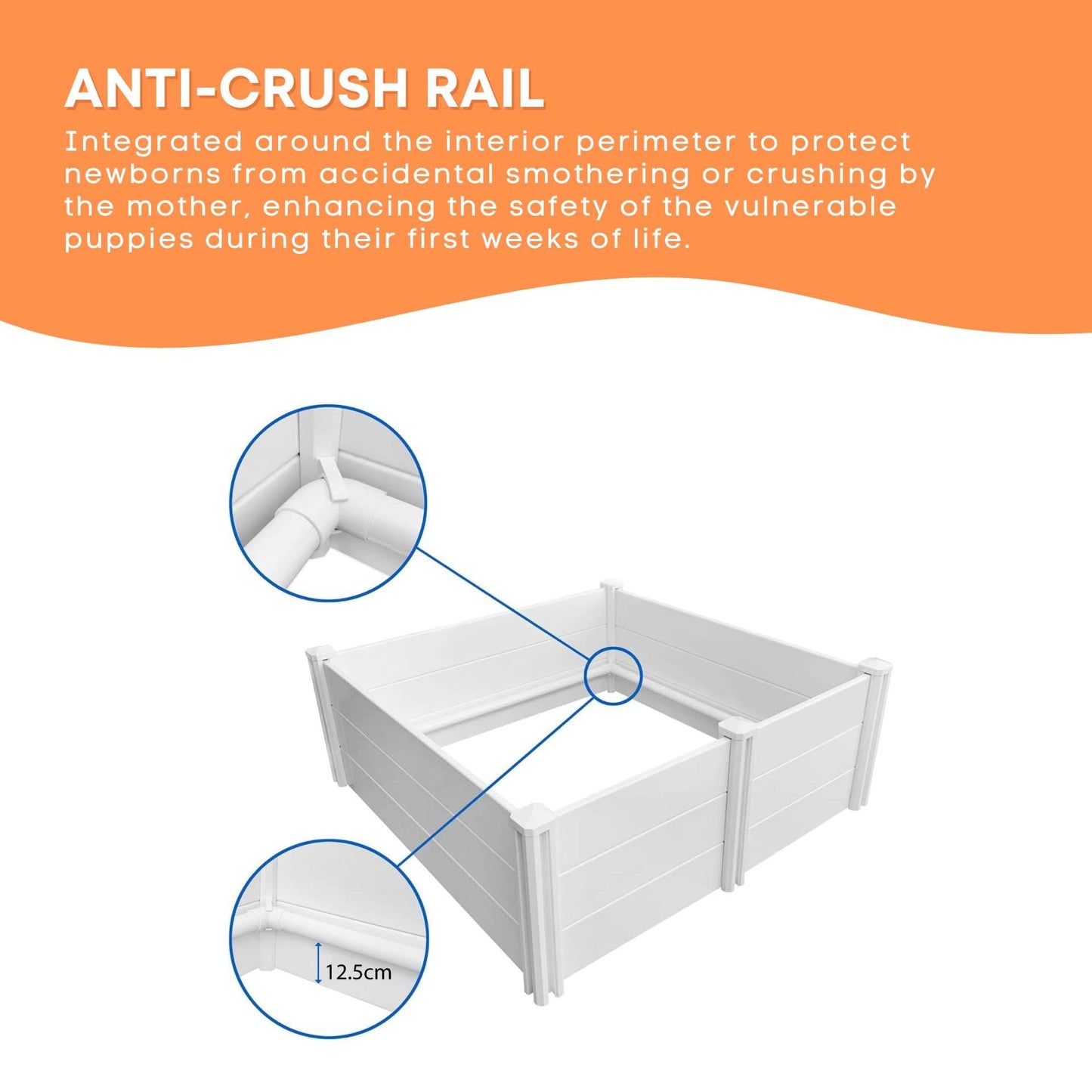 Dog Whelping Box 0.95m x 0.95m x 0.48m - Puppy Birthing PVC Pen