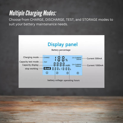 LiitoKala Lii-M4 Smart Battery Charger LCD - 4-Slot USB for 18650 AA AAA Li-ion