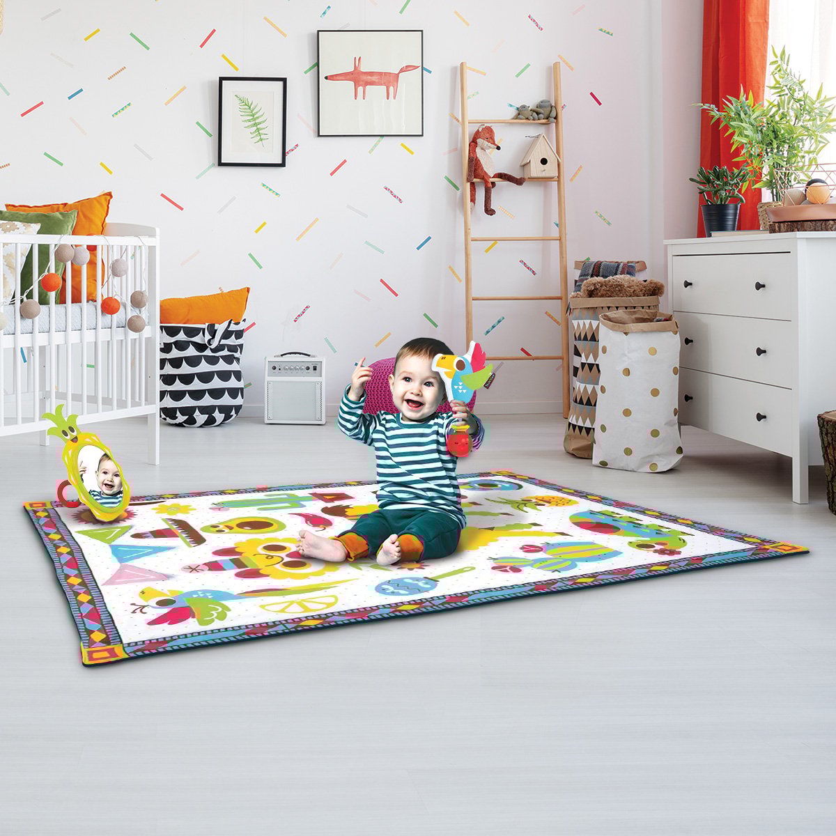 Yookidoo Fiesta Kids Baby Activity Playmat To Bag With Musical Rattle