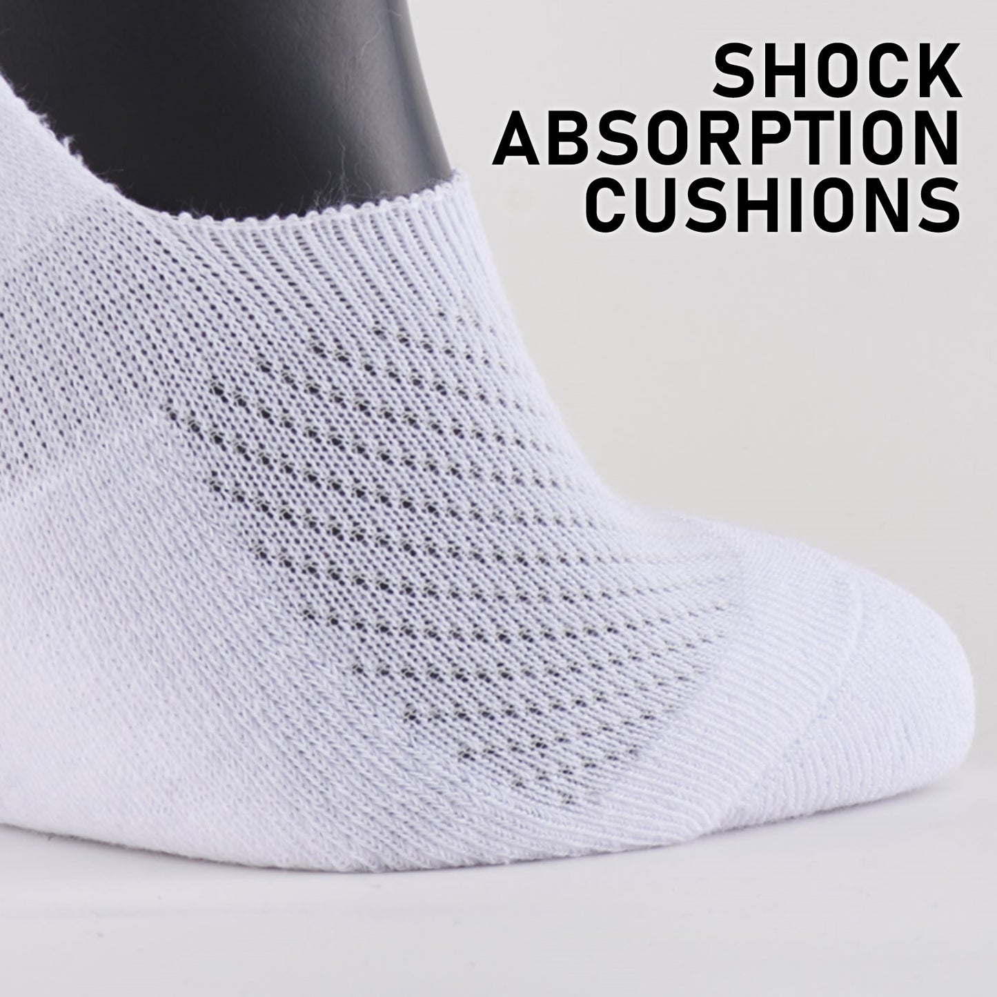 6X Rexy Cushion No Show Ankle Socks Large Non-Slip Breathable WHITE