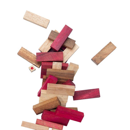 Stacking Tumbling Blocks Wood Red Colours Balance Game With Dice Play Options Handmade...