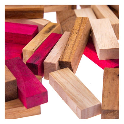 Stacking Tumbling Blocks Wood Red Colours Balance Game With Dice Play Options Handmade...