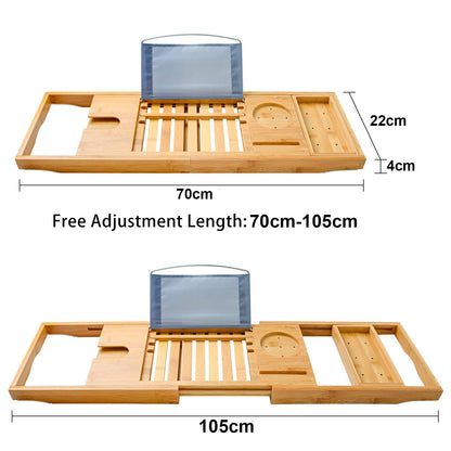 Bamboo Bathtub Bath Tub Tray Table Caddy Tray Cellphone,Book,Tray Wineglass Holder