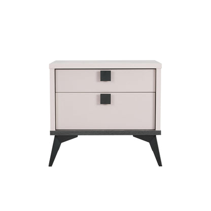 Queen 4 Pcs Bedroom Suite with Dresser Fabric Upholstery MDF Combination of Champagne and Black Colour