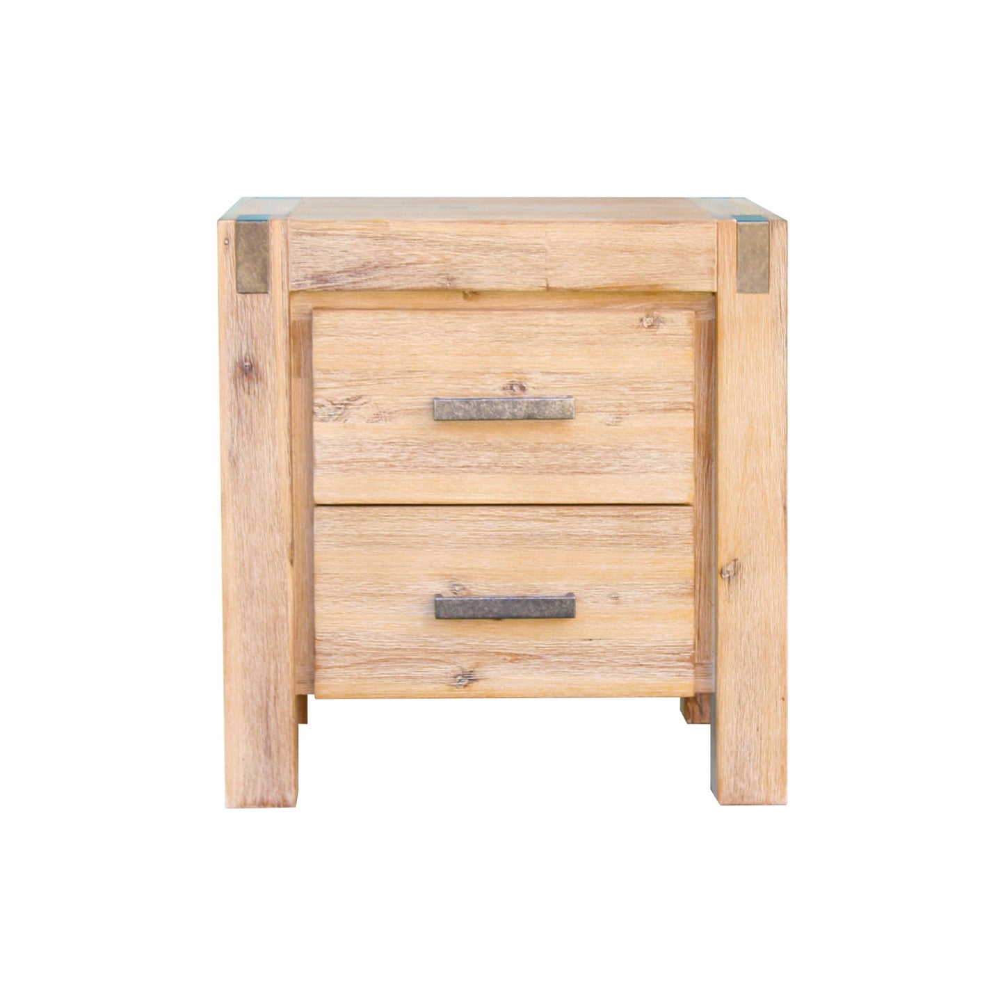 4 Pieces Bedroom Suite in Solid Wood Veneered Acacia Construction Timber Slat King Single Size Oak Colour Bed, Bedside Table & Tallboy