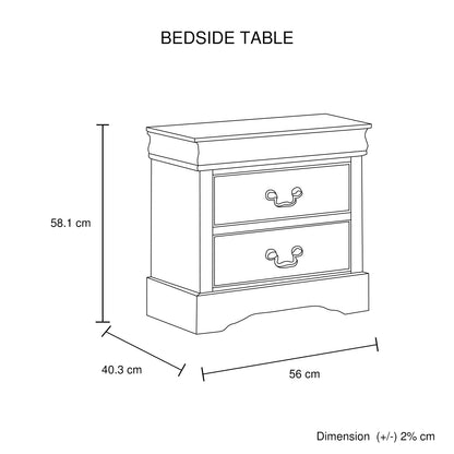 4 Pieces Bedroom Suite in Solid Wood & MDF King Size Grey Colour Bed, Bedside Table & Tallboy