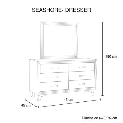 4 Pieces Bedroom Suite Queen Size Silver Brush in Acacia Wood Construction Bed, Bedside Table & Dresser