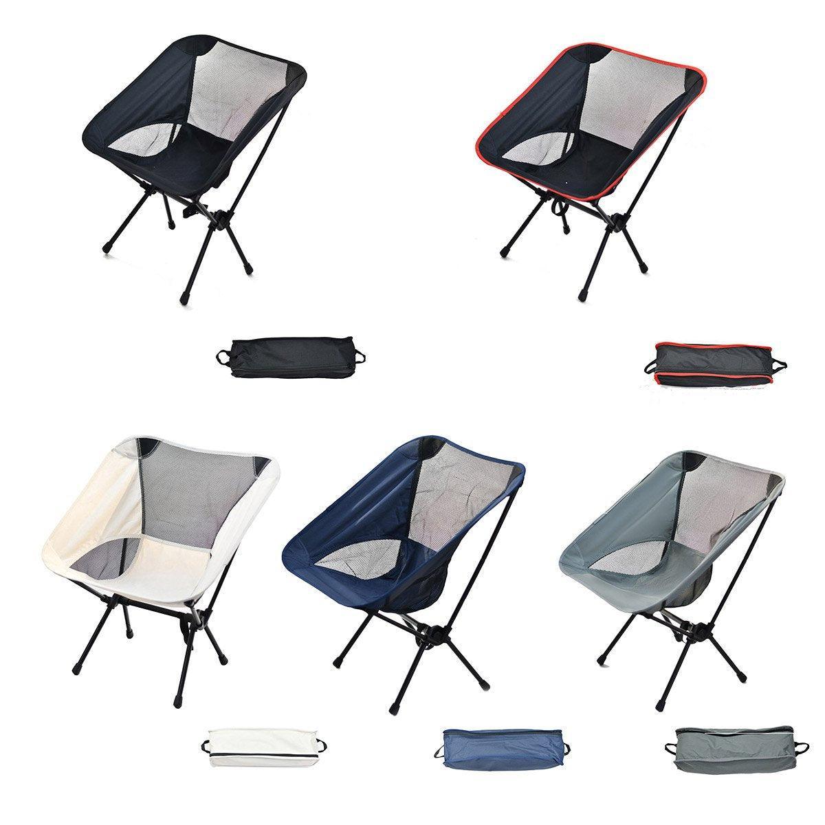 Outdoor Portable Lightweight Folding Camping Chair High Back Fishing Chair - Red