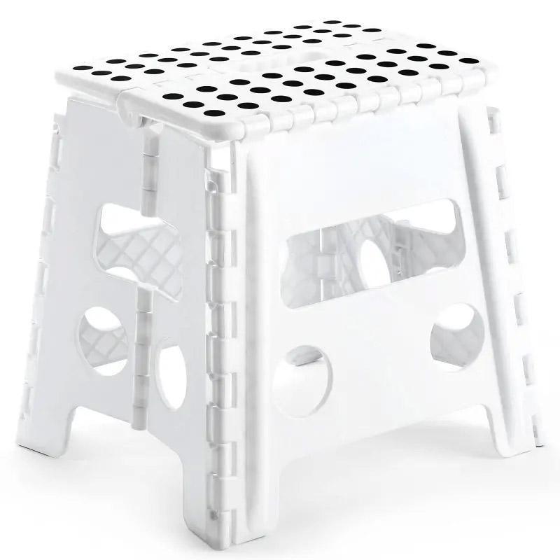 Portable Folding Plastic Stool Lightweight Collapsible Chair for Outdoor Travel - Blue