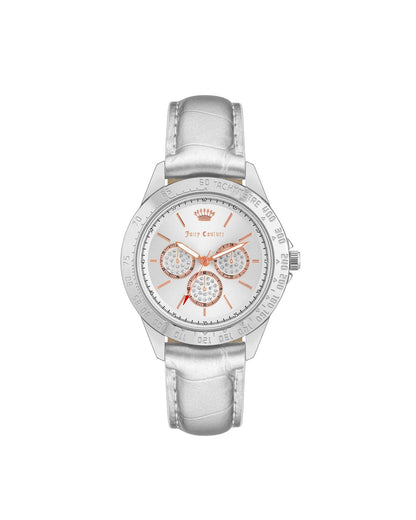 Silver Rhinestone Fashion Watch with Leatherette Strap One Size Women